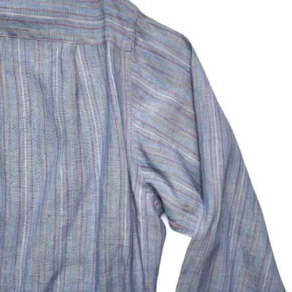 Paul & Shark Slate Blue Linen Button Front Shirt - Picture 12 of 14